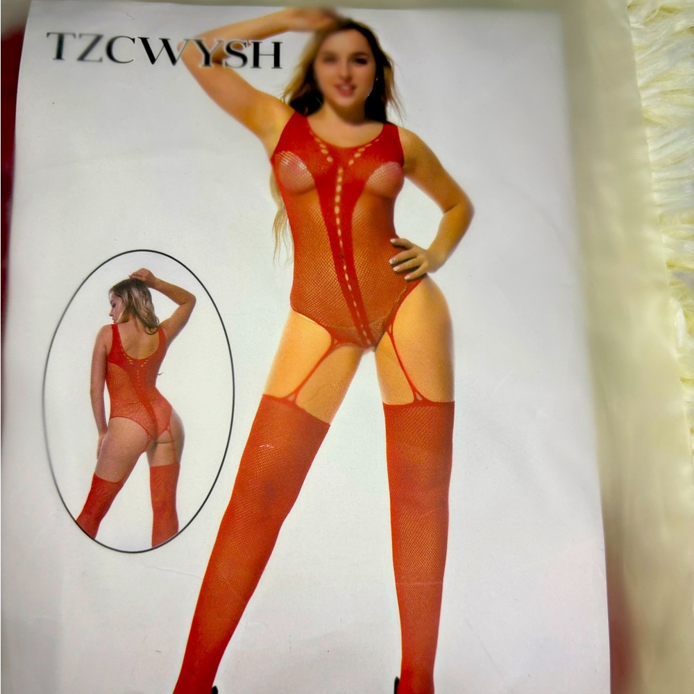 Red Sheer Body Stocking. Valentine’s Day must have.